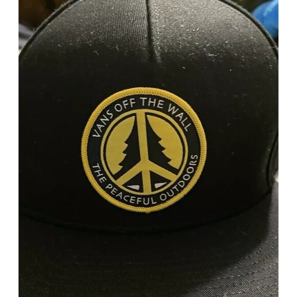 VANS Trippy Outdoors Snapback Cap Hat OS Off the Wall Black RARE - Picture 2 of 8